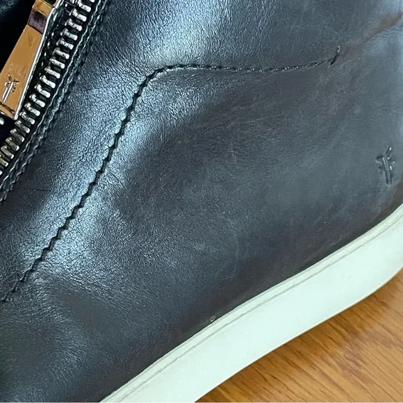 Frye Women’s Lena Zip Up Leather High Top Sneakers Black Size 9 - Picture 9 of 16